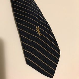Vintage YSL navy striped tie